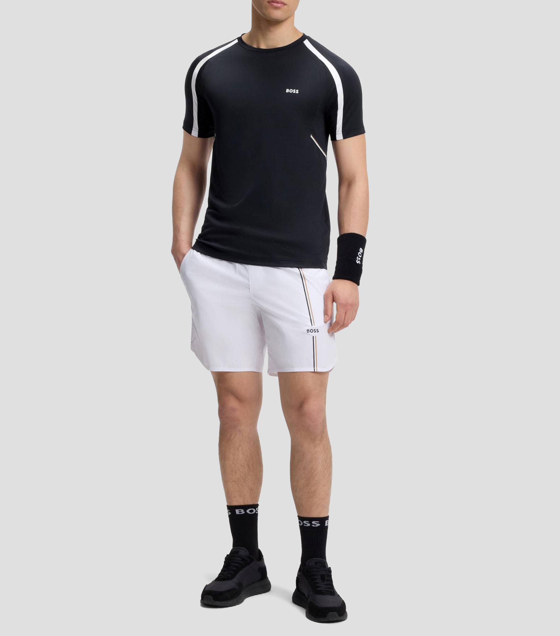 Playera Active slim en tejido elástico con detalles a contraste Hombre